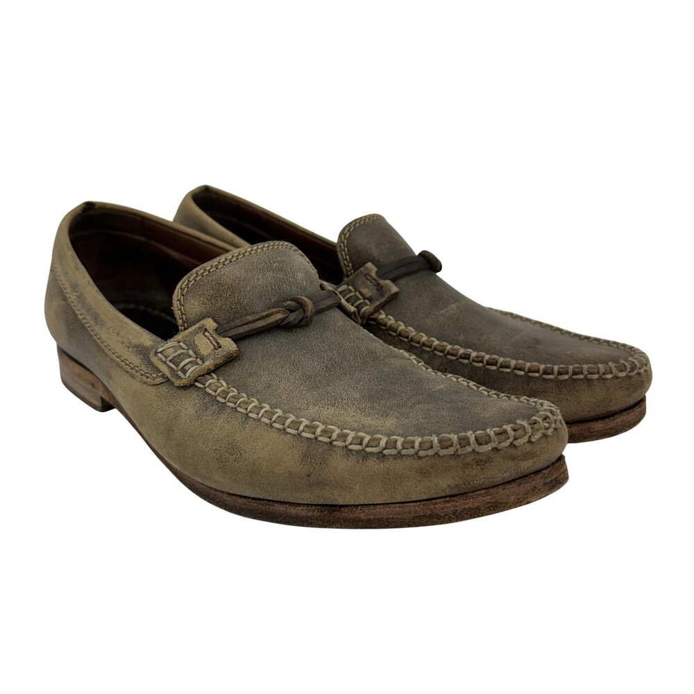 Trask Shoes Mens Size 9.5 Brown Leather Slip On Moc Toe Loafers Casual Dress